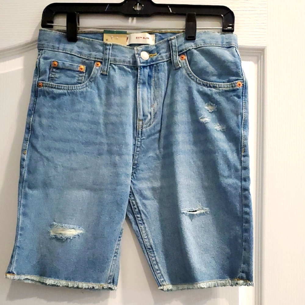 Levi's Light Blue Youth Distressed Denim Shorts, Boys, Size 14